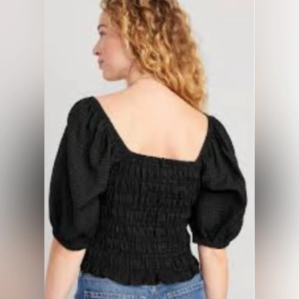 Old Navy Black Smocked Blouse
